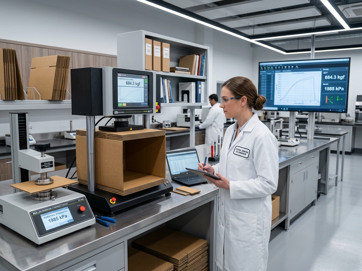 Quality Testing Lab with Box Compression and Bursting Machine